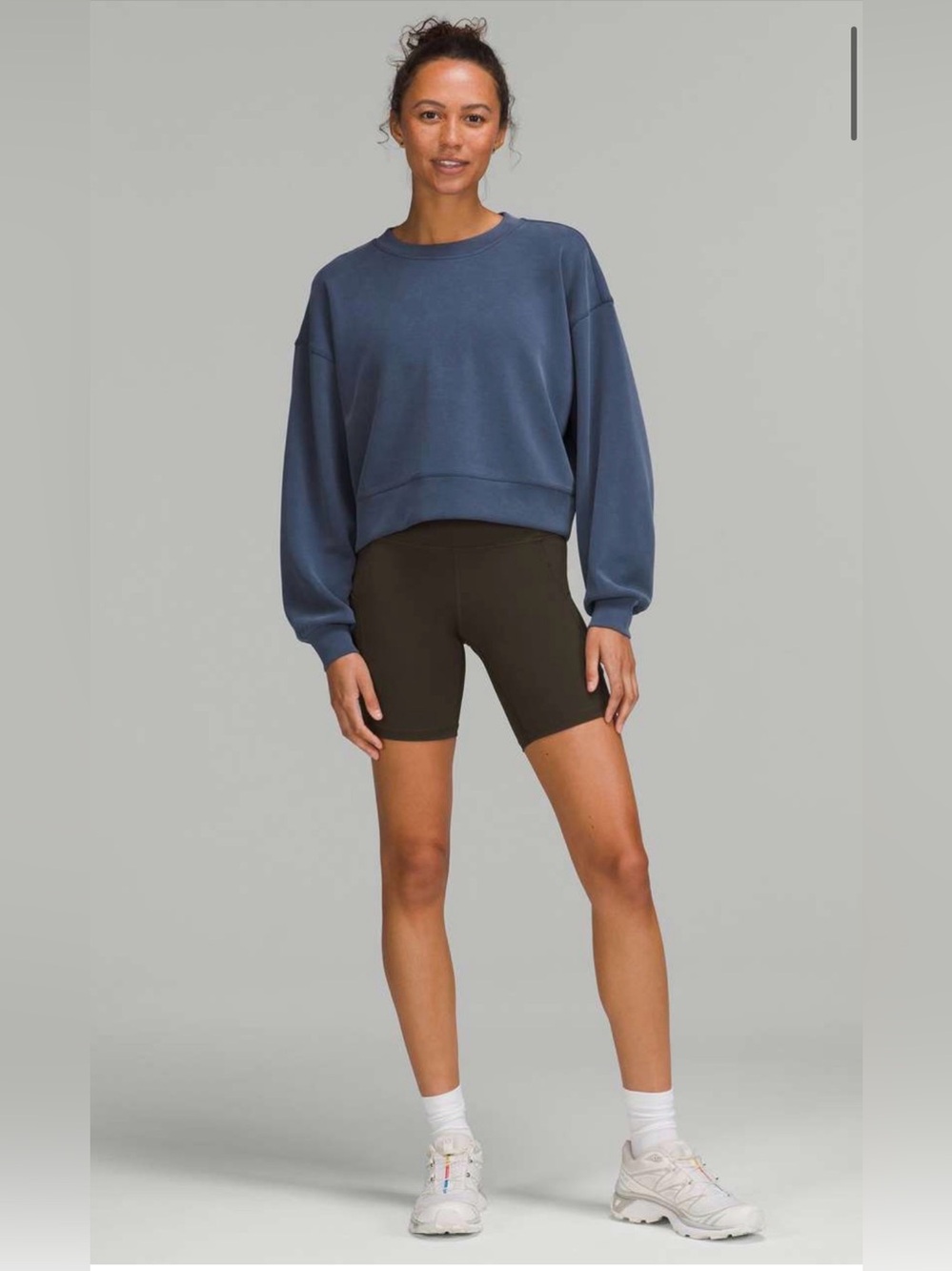 Lululemon Perfectly Oversized Cropped Crew Softstreme – Mineral Blue – Estimated